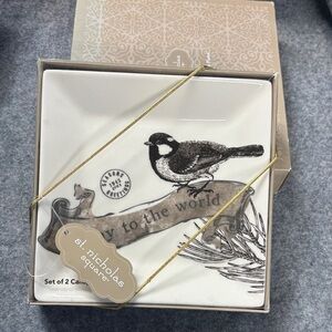 St. Nicholas Square Joy to the World bird Canape 2 Plates